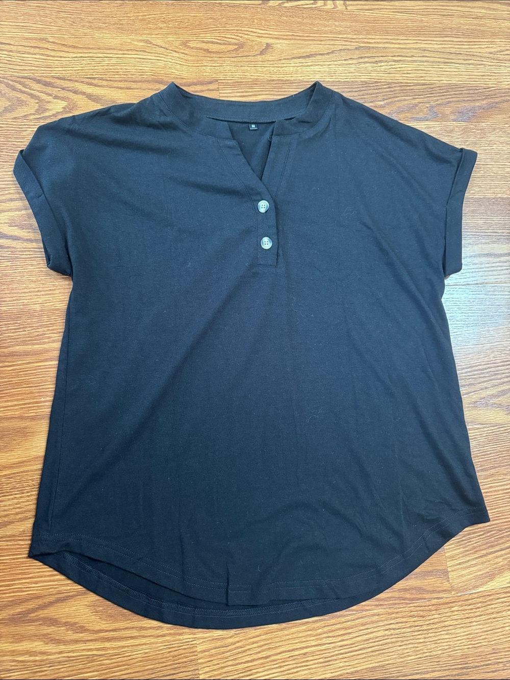 NWOT Amazon Black Short Sleeve Henley Tee